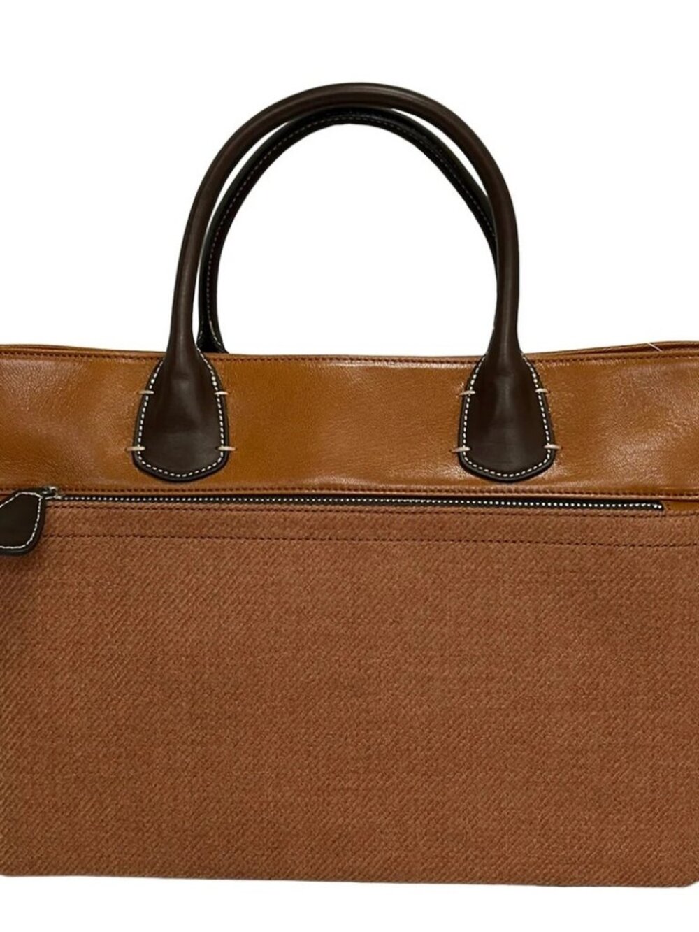 GINZA Kanematsu Brown Dark Brown Wool Leather Handbag